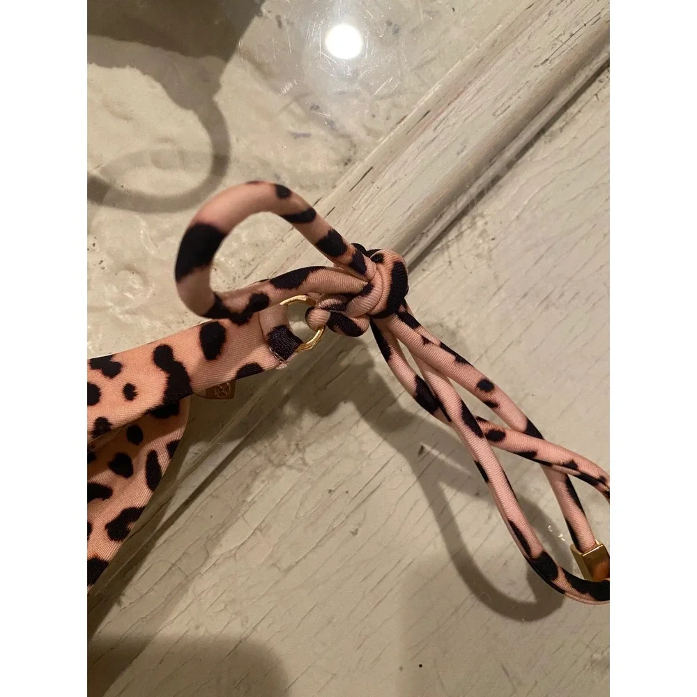 Triangl Triangle Bikini Set Women's Size S Velvet Leopard Print Spaghetti NWT